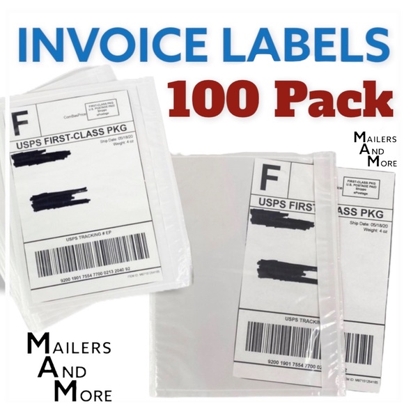 100 (7.5 X 5.5) Clear Postage Invoice Label Pockets PRICE IS FIRM - Picture 4 of 7